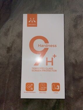 9H Tempered Glass Screen Protector - Orange/White (3 Pack)